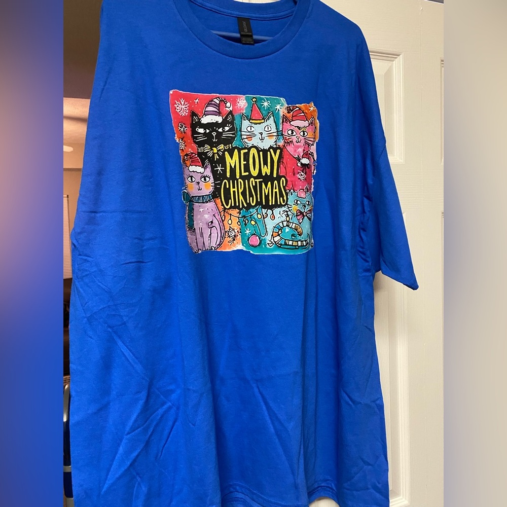 Blue Meowy Christmas T-Shirt